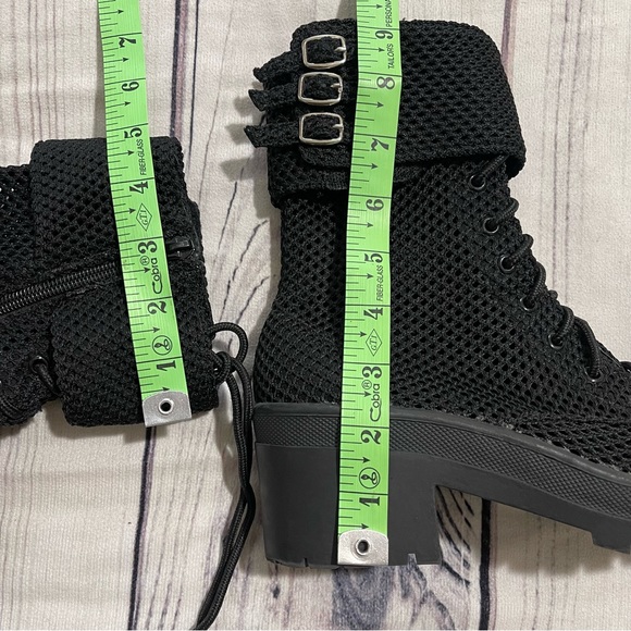 Jeffrey Campbell Ricki Hiker Mesh Lace Up Boots Black Combat Biker Size 7.5 - Picture 2 of 11